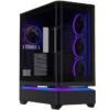 ASUS Prime AP304 ARGB black mid-tower PC case with curved tempered glass and four ARGB fans