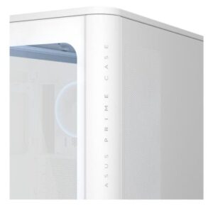ASUS Prime AP304 TG ARGB white mid-tower PC case with curved tempered glass