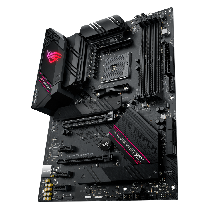 ASUS ROG Strix B550-F Gaming non-Wi-Fi motherboard angled product view