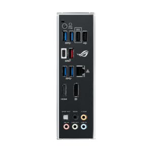 Rear I/O ports on the ASUS ROG Strix B550-F Gaming non-Wi-Fi motherboard