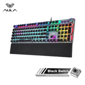 AULA F2058 mechanical gaming keyboard with RGB lighting and black switches, product image from Walmart