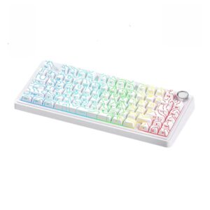 AULA F75 White Contour wireless mechanical keyboard with Star Vector switches and RGB lighting