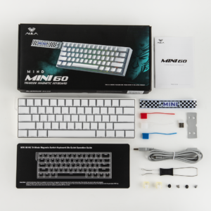 AULA MINI60 HE Pro Mistcloud white 60% magnetic gaming keyboard with included accessories