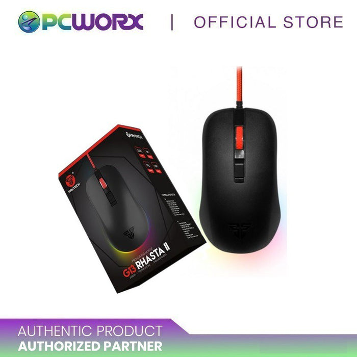 Fantech G13 Rhasta II wired gaming mouse with black body and orange cable