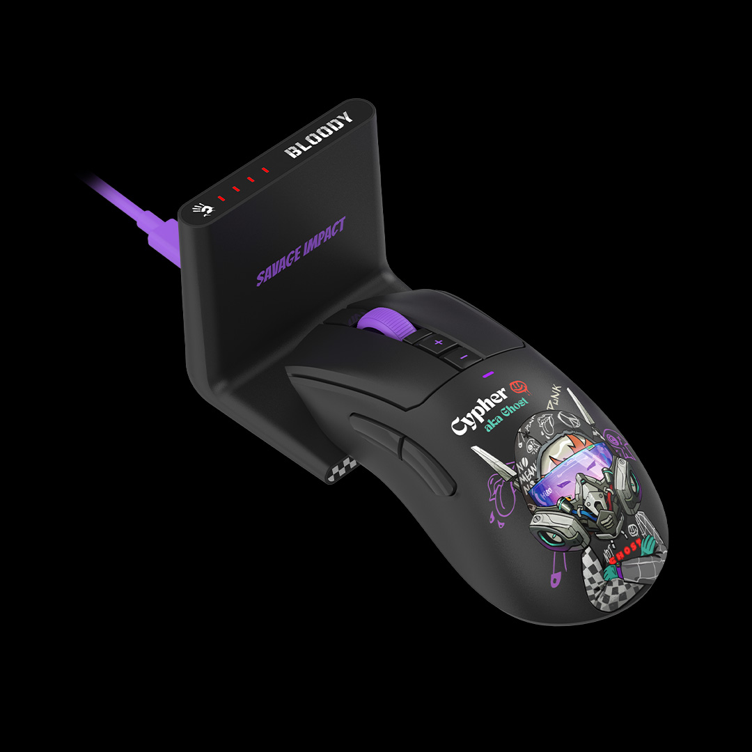 Bloody R73 Ultra Duo Alpha 20K Sensor Cypher Ghost dual-mode gaming mouse, official product image
