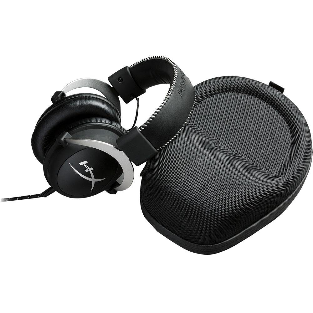 Black HyperX Cloud headset hard-shell carrying case