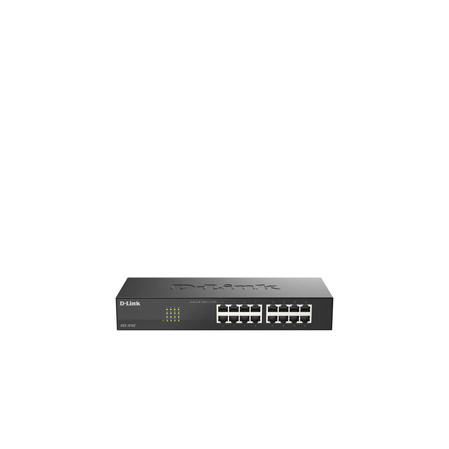 D-Link DGS-1016C 16-port Gigabit unmanaged Ethernet switch, front view