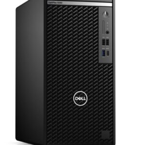Dell OptiPlex 5090 black tower desktop chassis front three-quarter view for the Core i7-11700 4GB RAM 1TB storage configuration