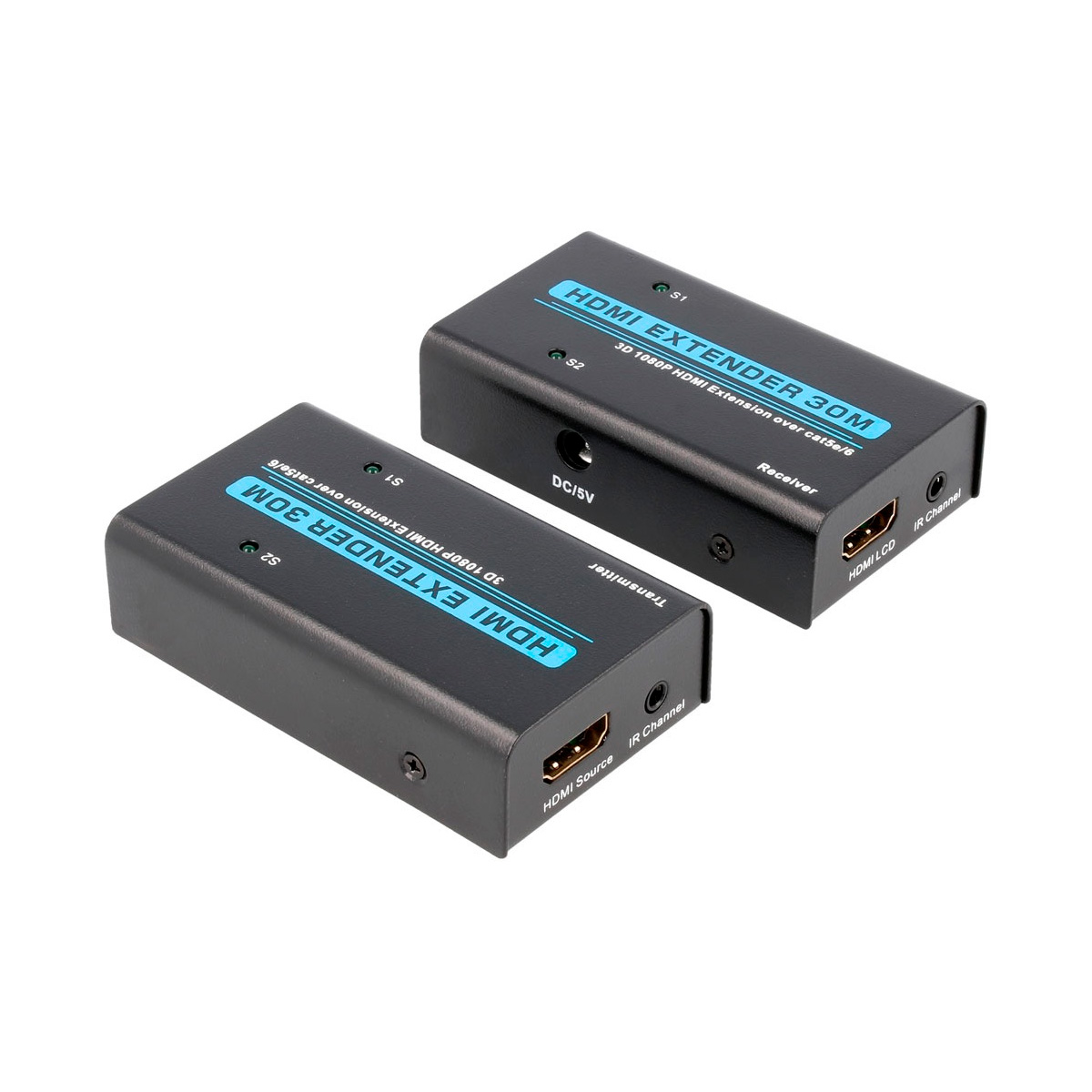 HDMI 30 metre extender transmitter and receiver kit over Cat5e or Cat6 cable