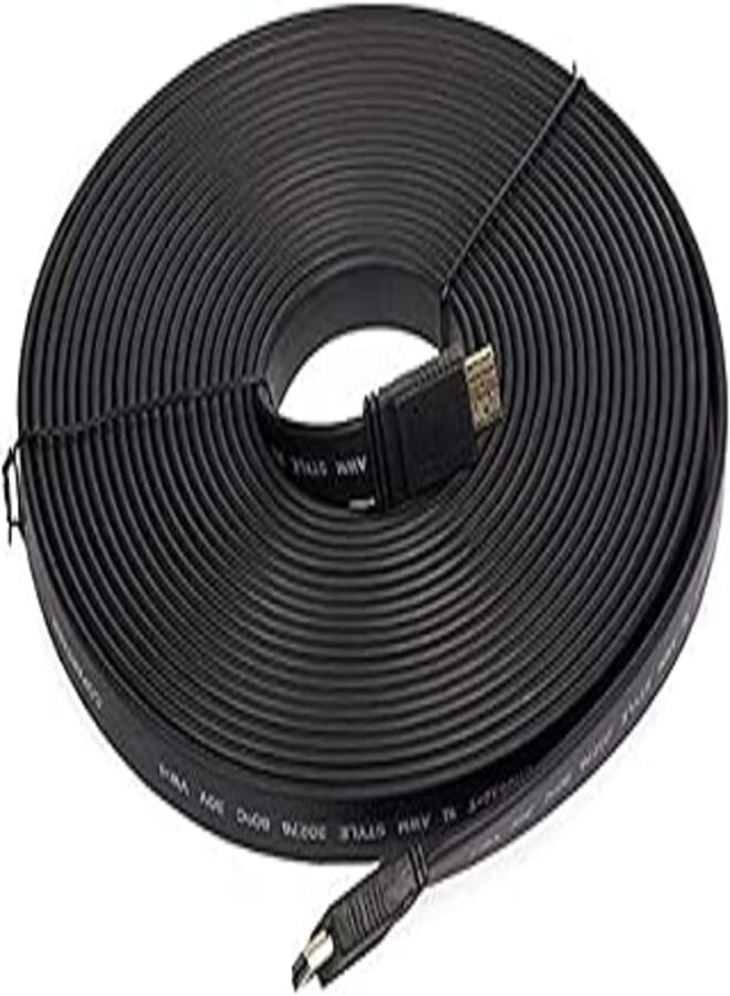 Flat-profile HDMI-to-HDMI cable, 10 metres, representative generic product image; the exact HDMI version is not confirmed