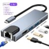 Generic USB-C 5-in-1 hub with HDMI, Ethernet, USB-A and USB-C power ports; verify the exact port configuration against the item before ordering