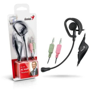 Genius HS-105 single-ear PC VoIP headset with microphone and dual 3.5 mm plugs