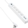 White Gigamax power strip; source image shows four AC outlets and three USB ports, not the listed seven-outlet two-USB GM308U layout