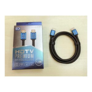 Black HDMI cable listed at 1.5 metres for compatible displays.