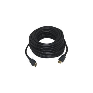 Black HDMI cable listed at 15 metres for compatible displays.
