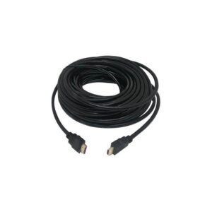 Black HDMI cable listed at 20 metres for compatible displays.