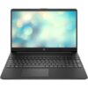 Black HP 15s laptop with AMD Ryzen 3 5300U, 8GB RAM and 256GB SSD, shown open from the front
