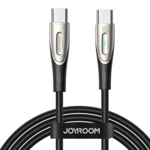 Joyroom 100W USB-C to USB-C charging cable, 1.2 metres, black braided cable with USB-C connectors
