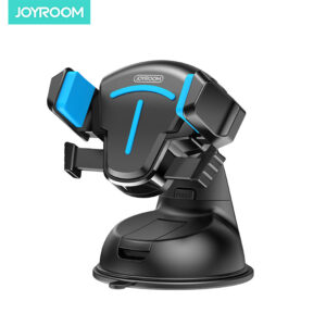 Joyroom JR-OK2 black suction-cup T-bracket car phone holder with blue grip pads