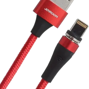 Red Joyroom S-1021X1 1 metre magnetic Lightning charging cable with LED indicator.
