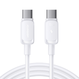 White JOYROOM 100W USB-C to USB-C charging cable, model S-CC100A14, showing both Type-C connectors