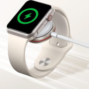 Joyroom S-IW011 white magnetic Apple Watch charger with USB-C cable