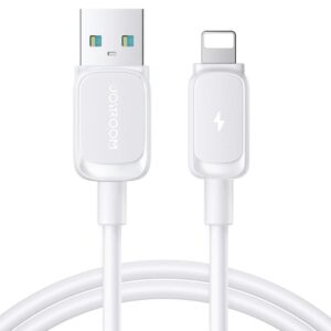White Joyroom S-L123 3A USB-A to Lightning cable, 1.2 metres, showing USB-A and Lightning connectors