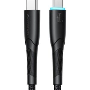 Black Joyroom SA32-CC3 Starry Series 60W USB-C to USB-C fast charging cable, 1 metre, with both USB-C connectors visible