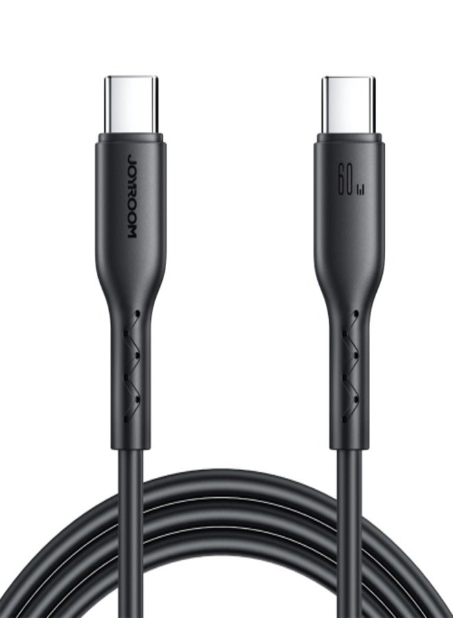 Black Joyroom USB-C to USB-C 60W charging cable, 1 metre; retailer image is SA26-CC3 and exact S-A16 series is not confirmed