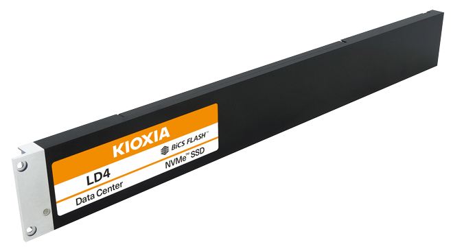 Official Kioxia LD4 Series E1.L data-center NVMe SSD designed for high-density server storage