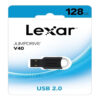 Lexar JumpDrive V40 128GB USB 2.0 flash drive in its blue and white retail blister package