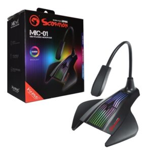 Marvo Scorpion MIC-01 RGB USB desktop microphone with flexible boom arm.