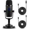 Movo UM300 black multi-pattern USB desktop condenser microphone with stand, product image from ProSound