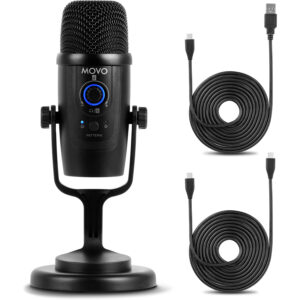 Movo UM300 black multi-pattern USB desktop condenser microphone with stand, product image from ProSound