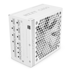NZXT C850 Gold ATX 3.1 White 850W fully modular power supply, connector panel and vented side