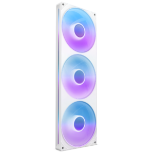 NZXT F420 RGB Core White triple-fan assembly blade-side view