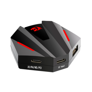 Redragon GA250 Vulcan keyboard and mouse gaming adapter with black angular housing and red accent lines