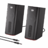 Redragon GS814 Connie stereo desktop speakers with RGB lighting and front controls.