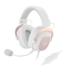 Redragon H510 Zeus White and Pink wired gaming headset with cushioned ear cups, boom microphone and inline control