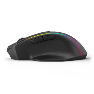 Side view of Redragon Swain M915RGB-WL wireless gaming mouse with RGB lighting and side grip