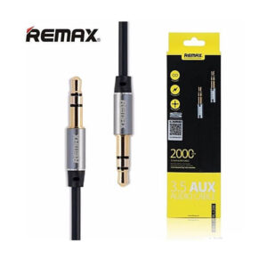 Remax 3.5 mm AUX audio cable with male stereo plugs at both ends for compatible audio devices