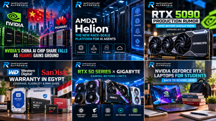 Editorial illustration of a high-end graphics card in a dark blue and green-lit technology setting, representing reports about possible RTX 5090 supply changes; not an official product photograph or evidence of a production halt.