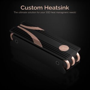 Sabrent Rocket Gaming Edition M.2 SSD heatsink showing the top spreader and copper heat pipes