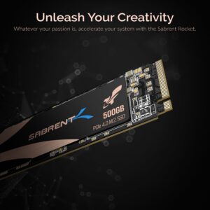 Sabrent Rocket NVMe 4.0 500GB PCIe Gen4 M.2 SSD shown in an official product-detail graphic