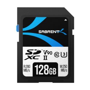 Sabrent Rocket V90 SDXC UHS-II memory card, 128GB capacity, official product image