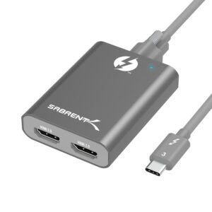 Sabrent Thunderbolt 3 to dual HDMI 2.0 display adapter, official Sabrent product image