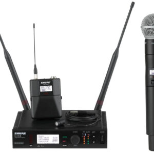 Shure ULX-D digital wireless system receiver and bodypack transmitter, product image from Solotech