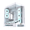 Xigmatek Heaven Air Arctic white mid-tower case with curved tempered-glass panel and ARGB lighting