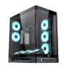 Xigmatek Heaven Air black mid-tower case with curved tempered-glass panel and ARGB lighting